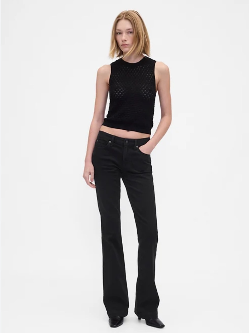GAP Low Rise Long and Lean Black‎ Bootcut Jeans Sz 6 90s Y2K Chic